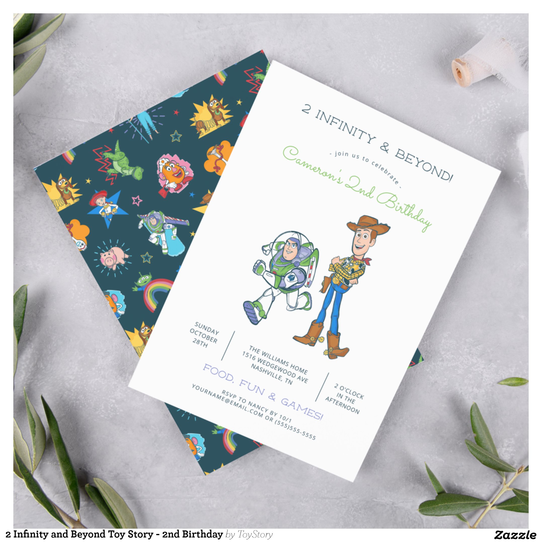2 Infinity and Beyond Toy Story - 2nd Birthday Invitation