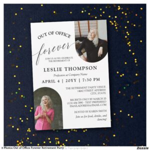 2 Photos Out of Office Forever Retirement Party Invitation