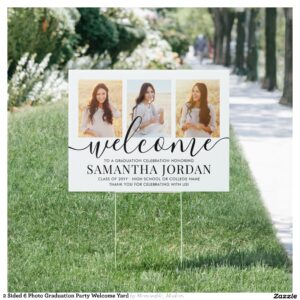 2 Sided 6 Photo Graduation Party Welcome Yard Sign