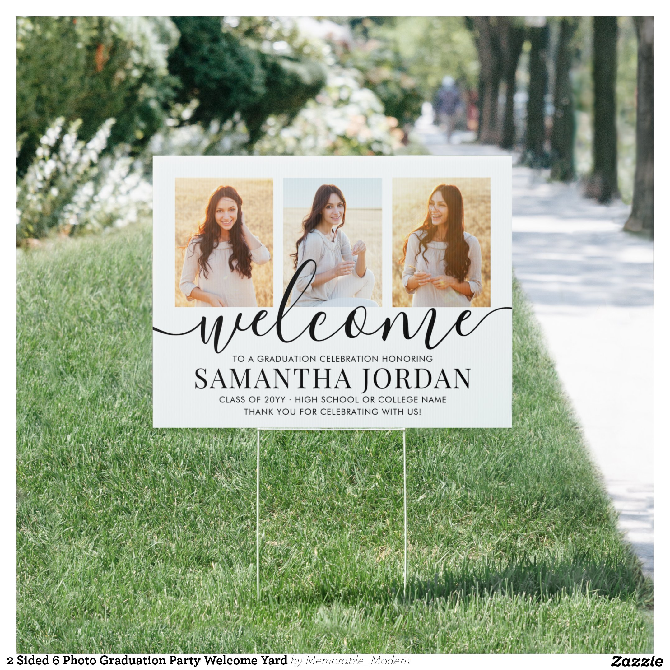 2 Sided 6 Photo Graduation Party Welcome Yard Sign