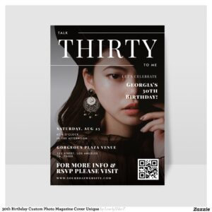 30th Birthday Custom Photo Magazine Cover Unique Invitation