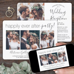 4 Photo Happily Ever After Party Wedding Reception Invitation