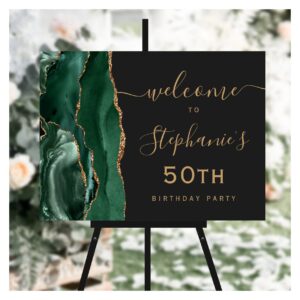50th Birthday Emerald Green Gold Agate Welcome Foam Board