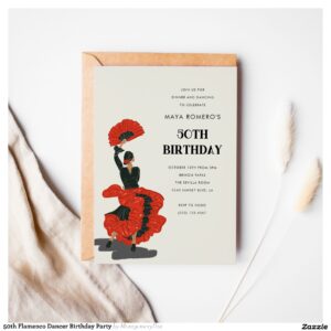 50th Flamenco Dancer Birthday Party Invitation