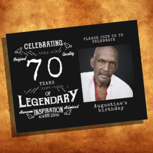 70th Birthday Photo Black Vintage Birthday Invites