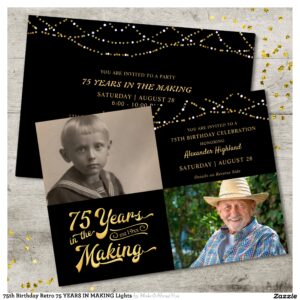 75th Birthday Retro 75 YEARS IN MAKING Lights Invitation