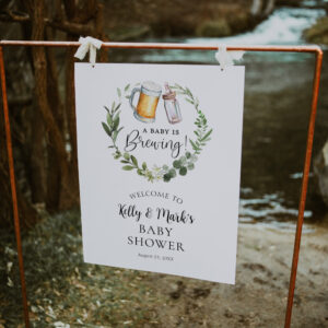 A Baby is Brewing Couples Baby Shower Welcome Sign