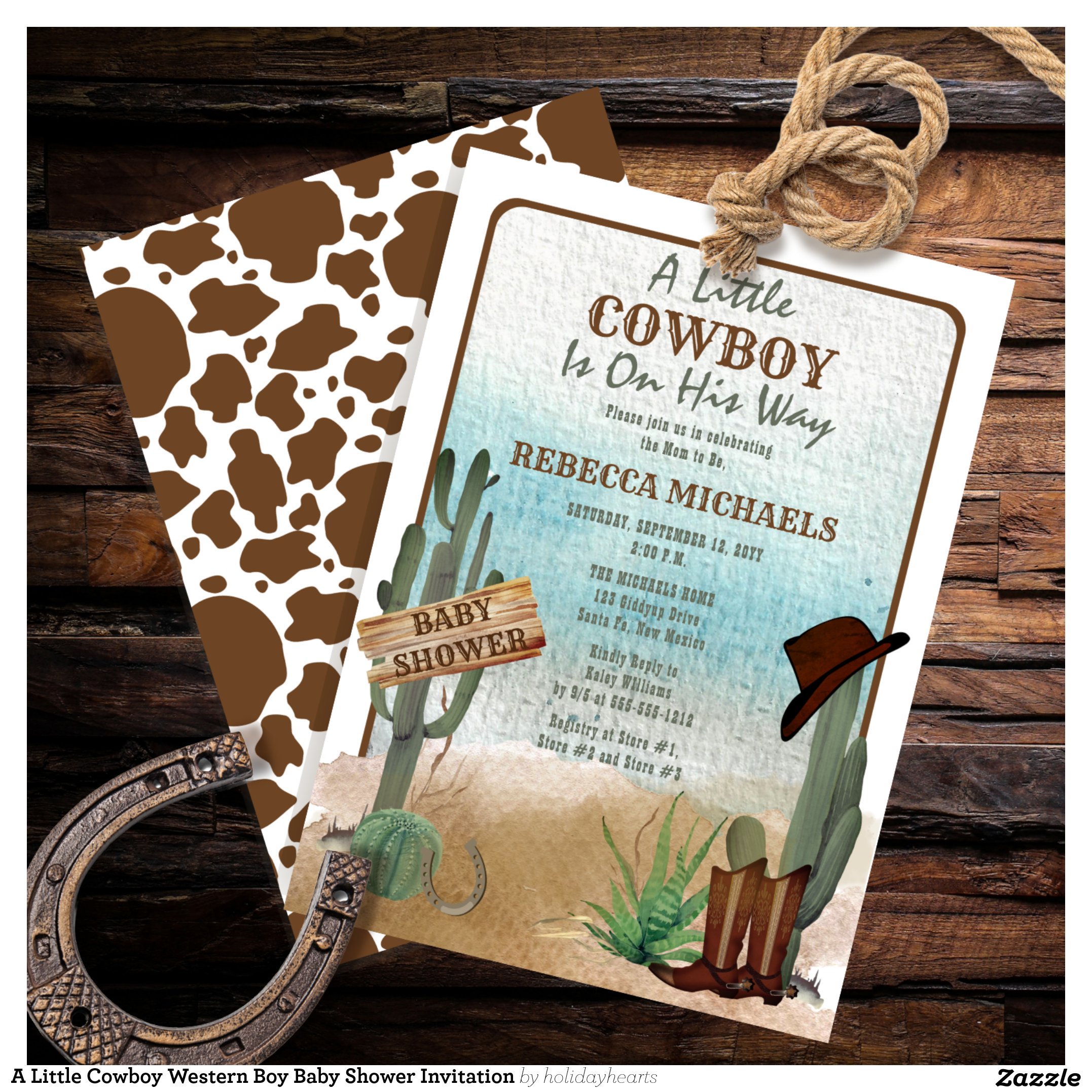 A Little Cowboy Western Boy Baby Shower Invitation