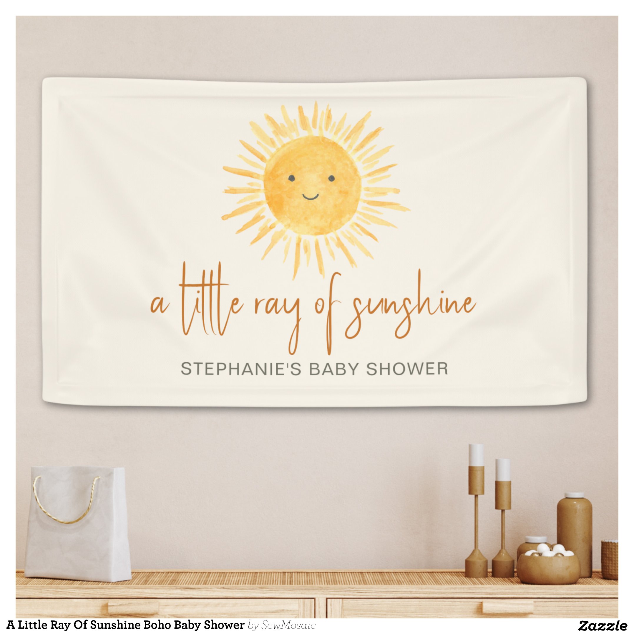 A Little Ray Of Sunshine Boho Baby Shower Banner