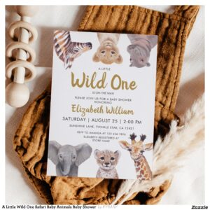 A Little Wild One Safari Baby Animals Baby Shower Invitation