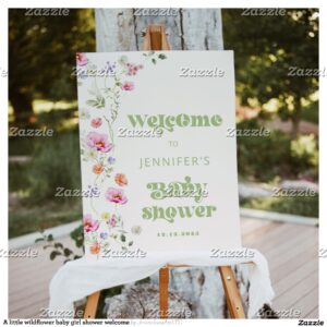 A little wildflower baby girl shower welcome foam board