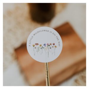 A Little Wildflower Is On The Way Baby Shower Classic Round Sticker