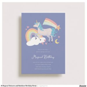 A Magical Unicorn and Rainbow Birthday Party Invitation