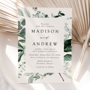 Abundant Greenery Cream Wedding Invitation
