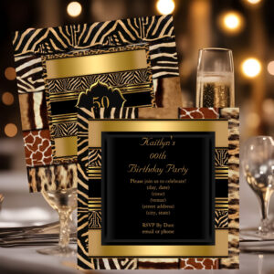 Add Age Party Birthday Wild Exotic Mixed Animal Invitation