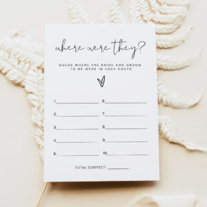 ADELLA Where Were They Bridal Shower Game Card