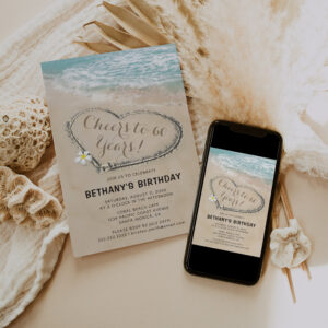 Adult Beach Birthday Party Cheers to Age Invitation