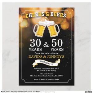 Adult Joint Birthday Invitation Cheers and Beers