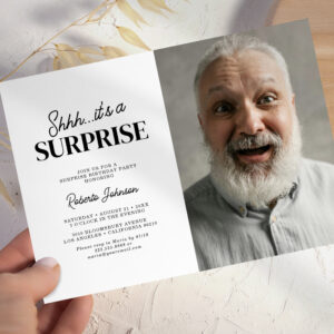 Adult Surprise Birthday Party Photo Invitation