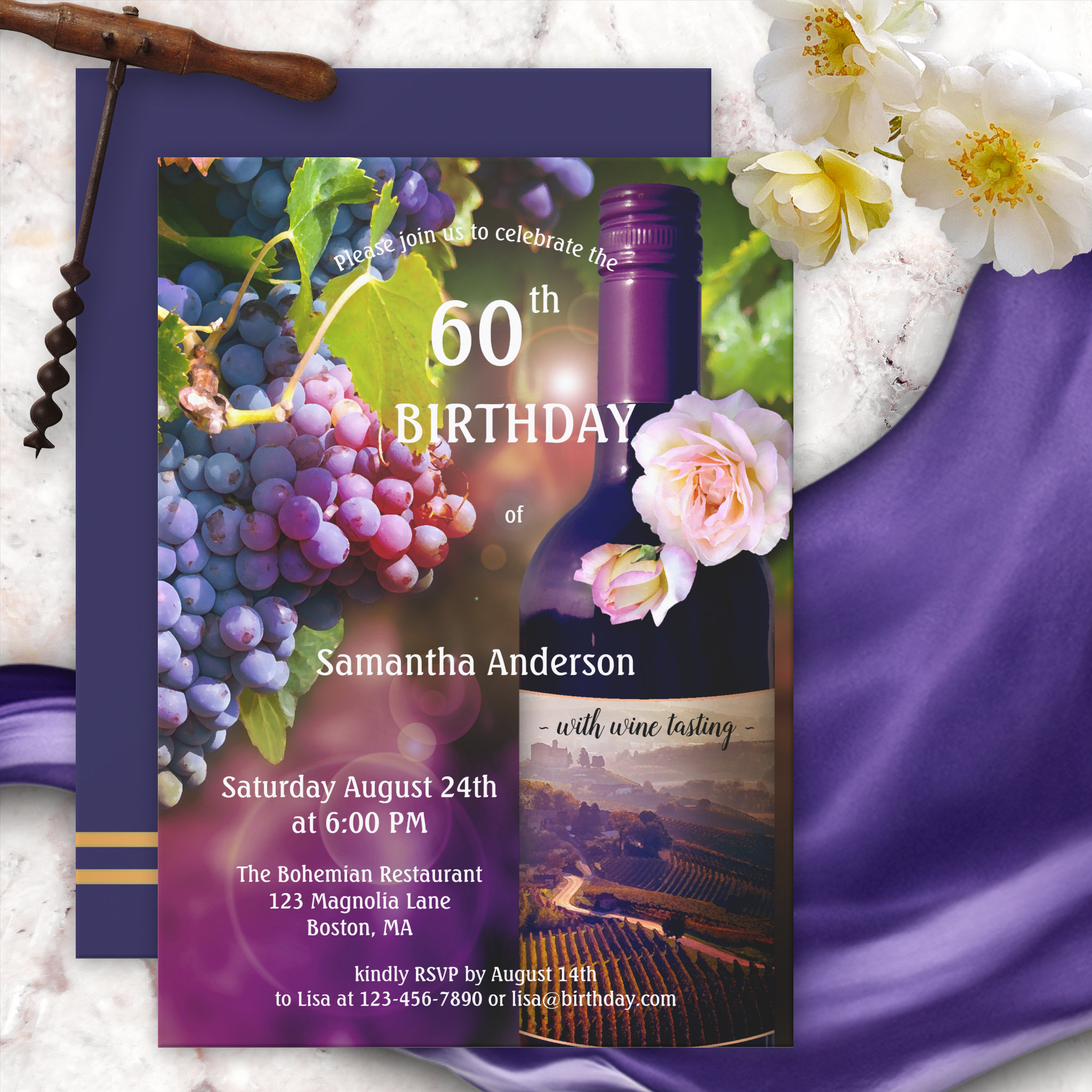 Adult Wine Tasting Birthday Invitation