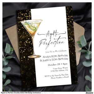 Aged to Perfect Double Adult Birthday Invitation