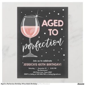 Aged to Perfection Birthday Wine Adult Birthday Invitation