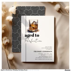 Aged to Perfection Whiskey Birthday Party Invitation