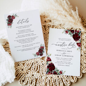 All In One Neustra Boda Rustic Red Floral Wedding Invitation