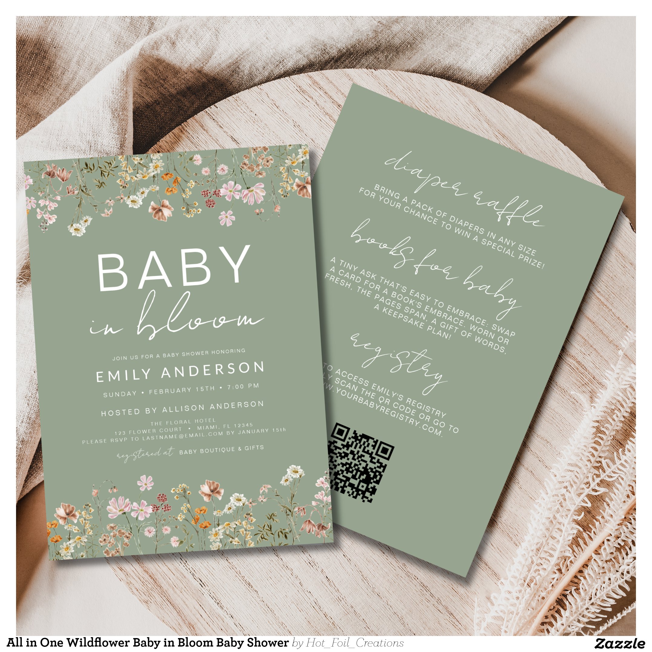 All in One Wildflower Baby in Bloom Baby Shower Invitation