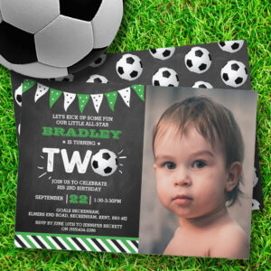 All-star Soccer Ball 2nd Birthday Photo Invitation
