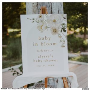 ALYSSA Boho Baby In Bloom Baby Shower Welcome Sign