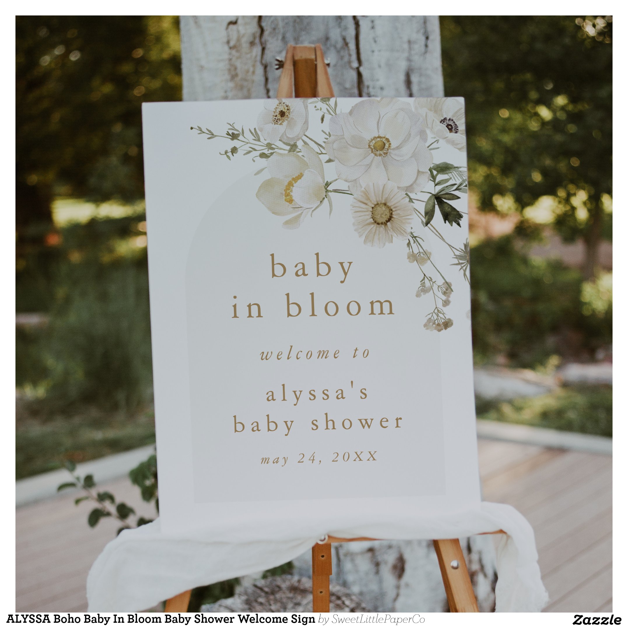 ALYSSA Boho Baby In Bloom Baby Shower Welcome Sign