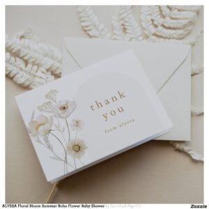 ALYSSA Floral Bloom Summer Boho Flower Baby Shower Thank You Card