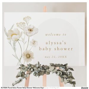 ALYSSA Floral Boho Flower Baby Shower Welcome Sign