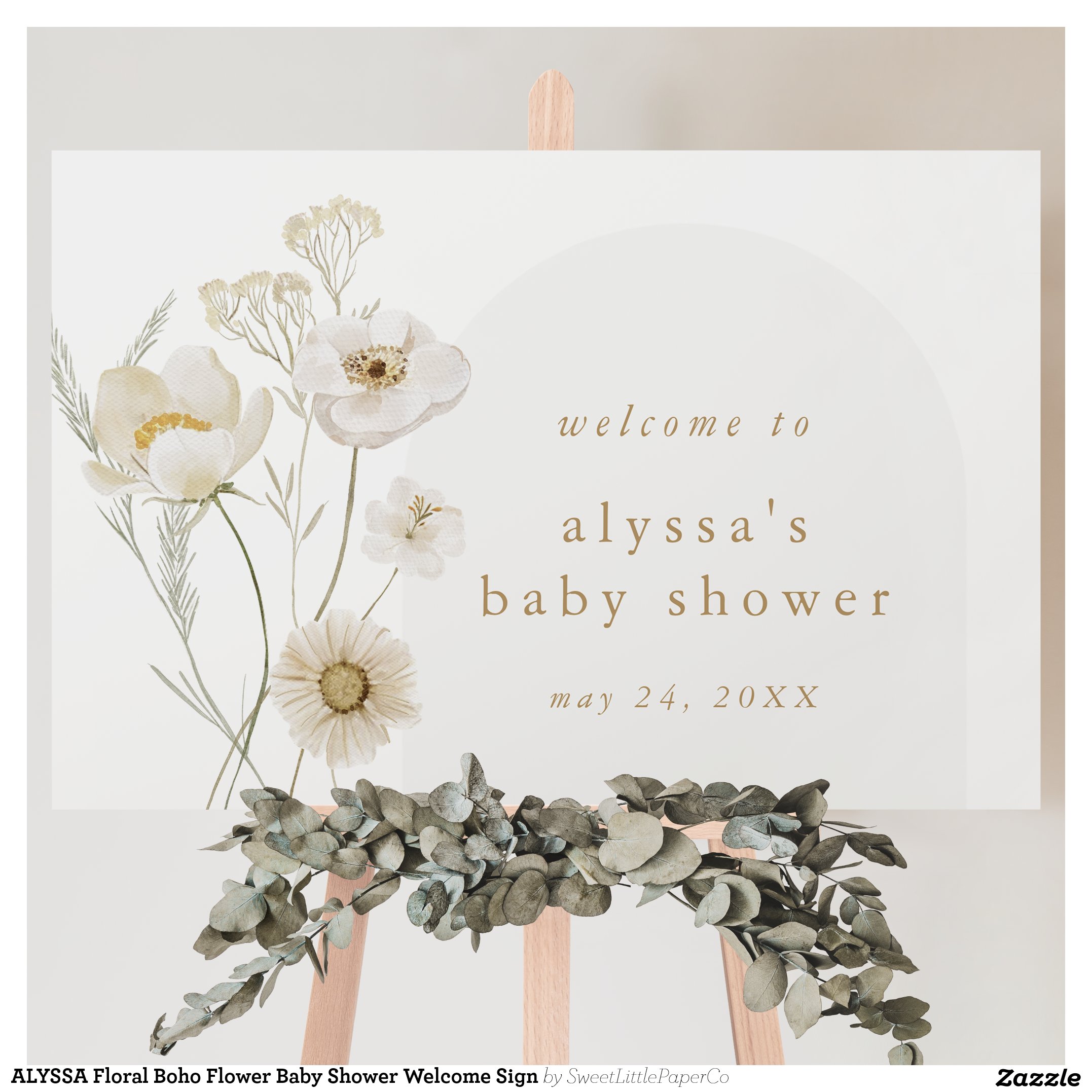 ALYSSA Floral Boho Flower Baby Shower Welcome Sign