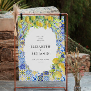 Amalfi Coast Mediterranean Lemon Wedding Welcome Foam Board