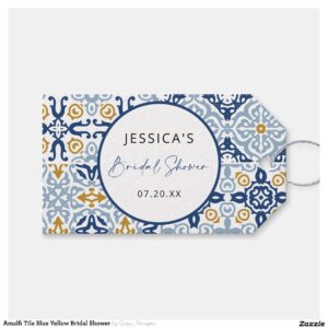 Amalfi Tile Blue Yellow Bridal Shower Gift Tags