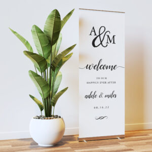 Ampersand Monogram Wedding Welcome Retractable Banner