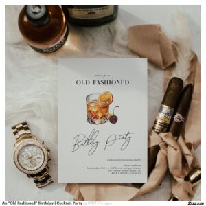 An "Old Fashioned" Birthday Cocktail Party Invitation