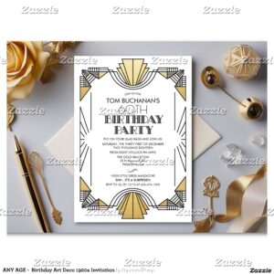 ANY AGE - Birthday Art Deco 1920s Invitation
