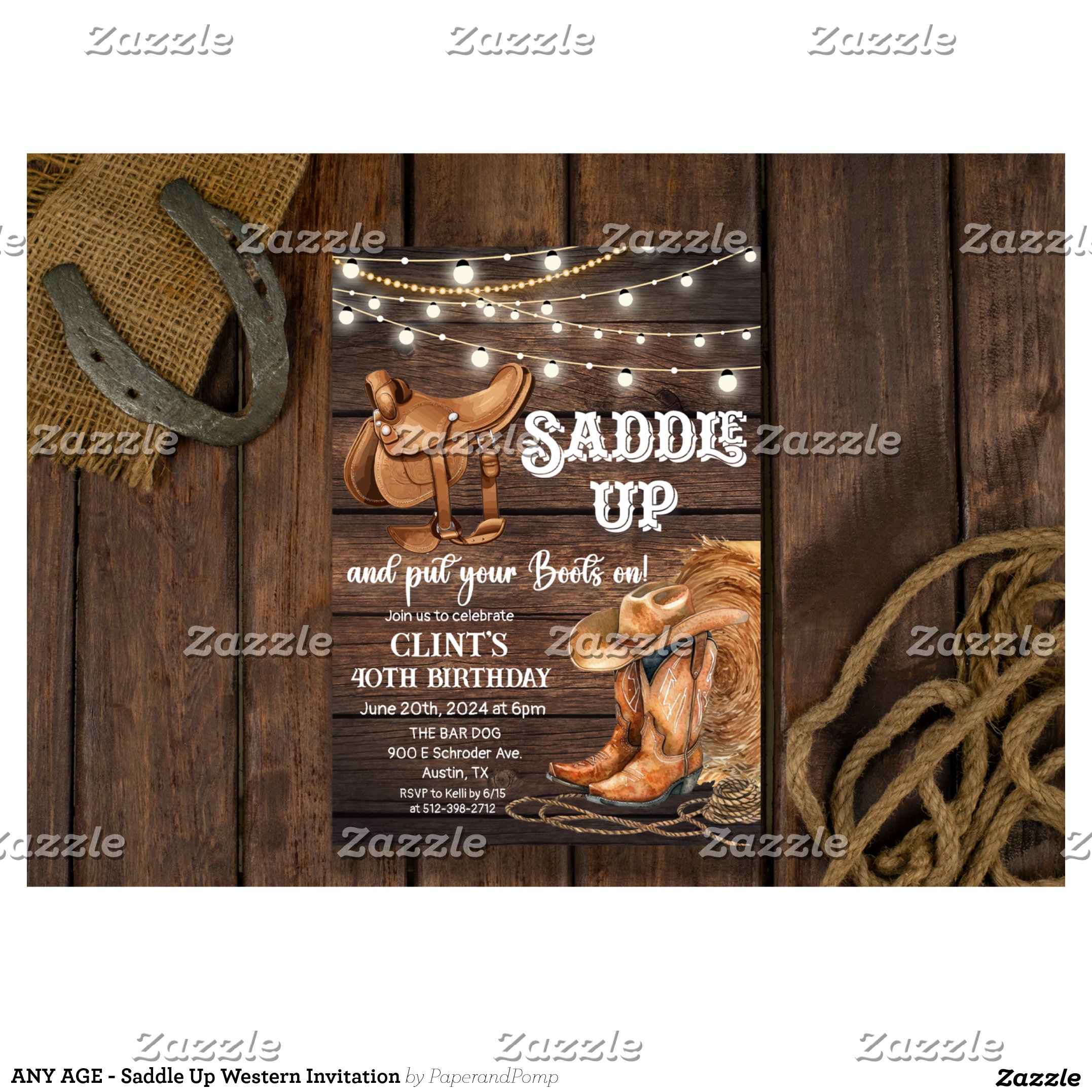 ANY AGE - Saddle Up Western Invitation