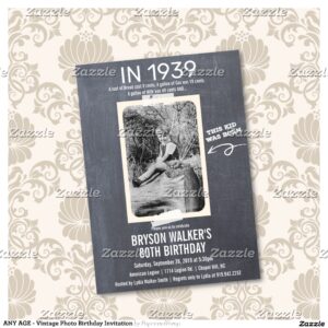 ANY AGE - Vintage Photo Birthday Invitation