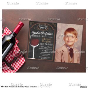 ANY AGE Wine Adult Birthday Photo Invitation
