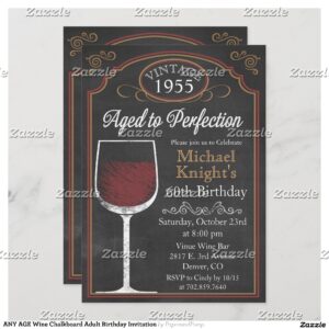ANY AGE Wine Chalkboard Adult Birthday Invitation