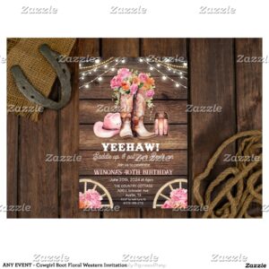ANY EVENT - Cowgirl Boot Floral Western Invitation
