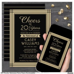 ANY Number Retirement Party Cheers Downloadable Invitation