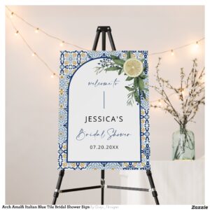 Arch Amalfi Italian Blue Tile Bridal Shower Sign