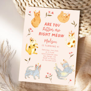 Are You Kitten Me Cat Birthday Invitation