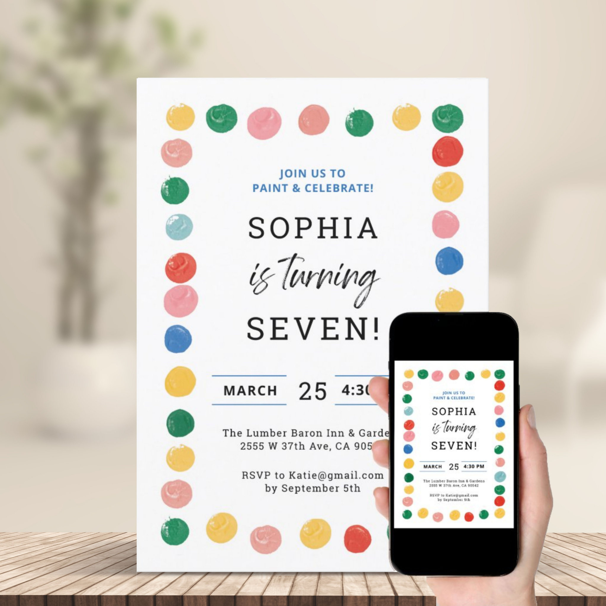 Art Painting Party Boy Painting Birthday Invitation