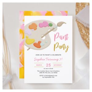 Art Party Painting Birthday Party Girl Invitation